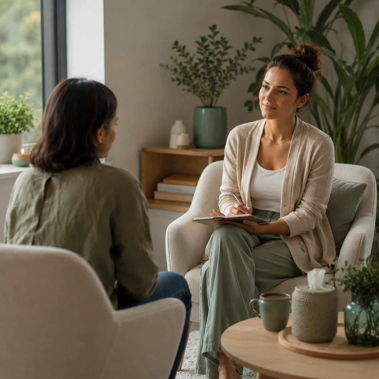 A wellness professional listening attentively